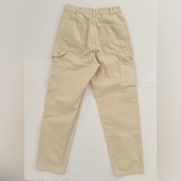 Zara Carpenter Double Knee Multiple Pockets Straight-Leg Pants, Beige, Size 2 - Picture 4 of 10